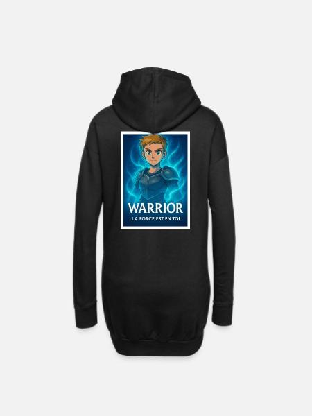 Blauer Aura-Krieger - Hoodie-Kleid - Schwarz