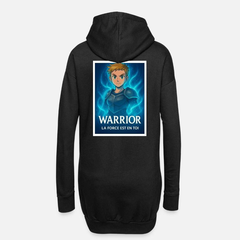 Blauer Aura-Krieger - Hoodie-Kleid - Schwarz