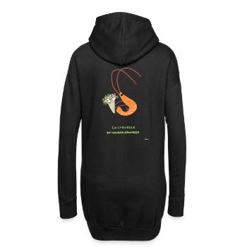 Blumige Garnelen und fröhlicher Strauß - Hoodie-Kleid - Schwarz - Hinten