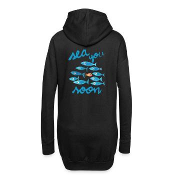 Bis bald auf See Blaue Fische - Hoodie-Kleid - Schwarz - Hinten