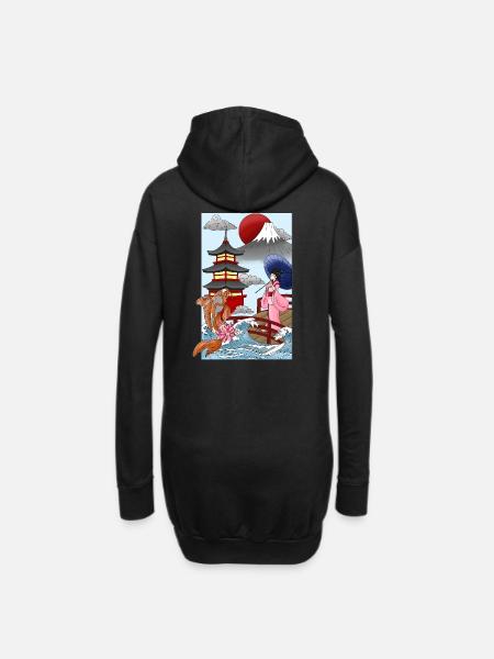 Japan - Hoodie-Kleid - Schwarz