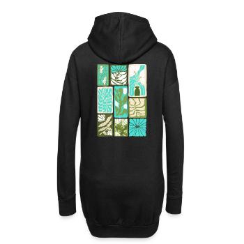 Farbenfrohes botanisches Mosaik - Hoodie-Kleid - Schwarz - Hinten