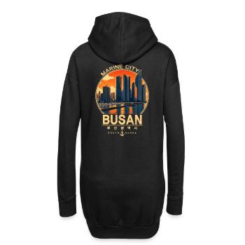 Busan Marine City Vintage Korea Design - Hoodie-Kleid - Schwarz - Hinten