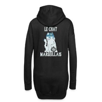 Le Chat Marseillais - Pétanque - Sweat-shirt à capuche long Femme - noir - Dos