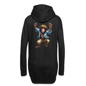 singe chimpanzé hippie fou avec des lunettes de soleil - Sweat-shirt à capuche long Femme - noir - Dos
