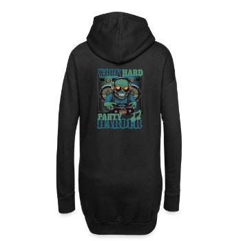 Travailler dur, faire la fête plus fort - Sweat-shirt à capuche long Femme - noir - Dos