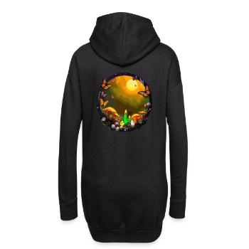 Schmetterlinge, Kristalle und Pilze - Hoodie-Kleid - Schwarz - Hinten
