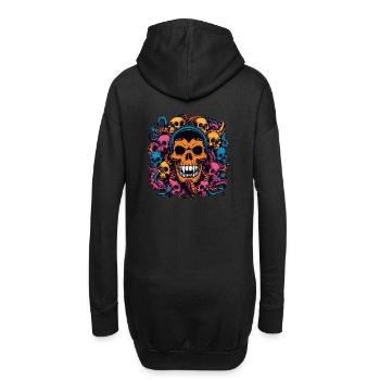Decorative Large Skull with Small Skulls - Hoodie Dress - black - Back