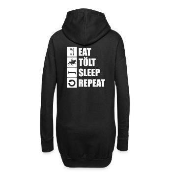 eat. tölt. sleep. repeat. - Hoodie-Kleid - Schwarz - Hinten