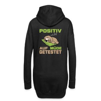 Positiv auf müde getestet (Faultier-Edition) - Hoodie-Kleid - Schwarz - Hinten
