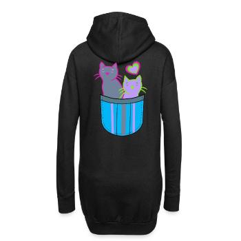 Retro Katzen Tasche Katzen Kinder 80er - Hoodie-Kleid - Schwarz - Hinten