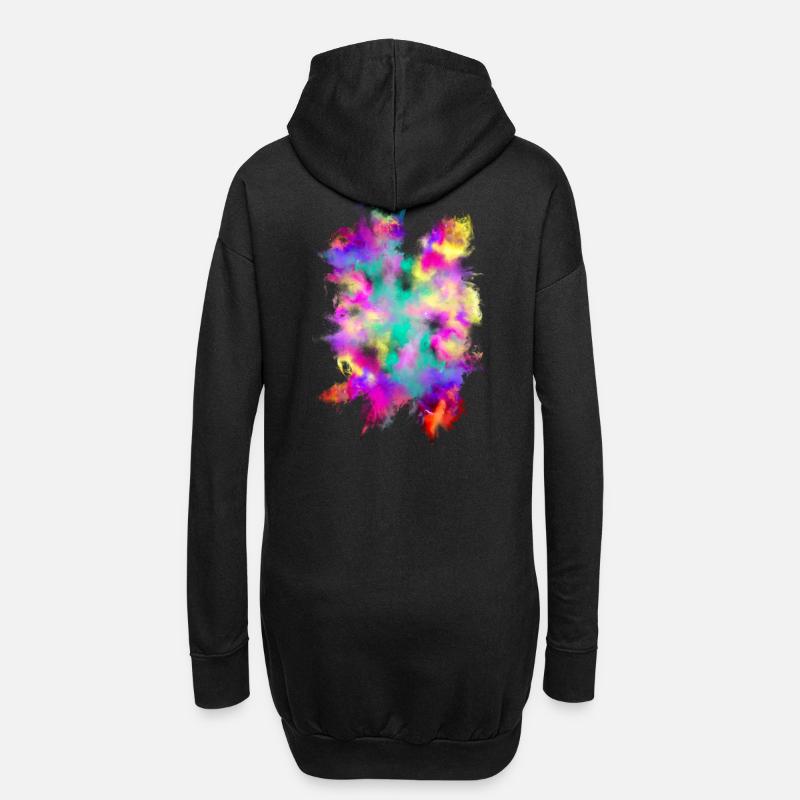 explosion de couleur - Sweat-shirt à capuche long Femme - noir