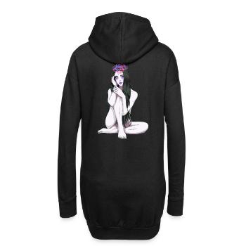 Jolie femme nue fleurs printemps nature fille - Sweat-shirt à capuche long Femme - noir - Dos