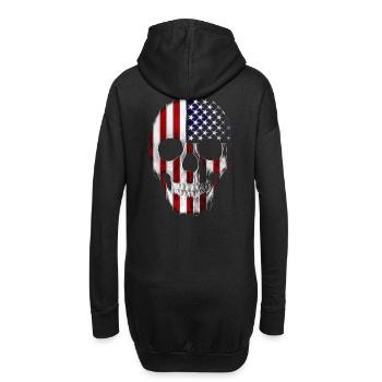 Tête de mort Amérique Drapeau - Sweat-shirt à capuche long Femme - noir - Dos