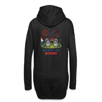 Waschbären-Feuerwerksparty zum 4. Juli - Hoodie-Kleid - Schwarz - Hinten