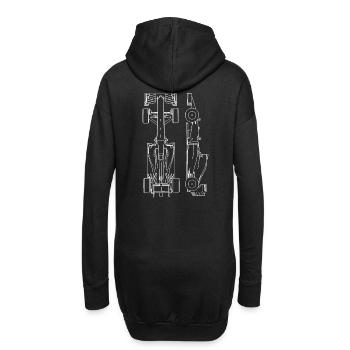 Rennwagen Blaupause - Hoodie-Kleid - Schwarz - Hinten