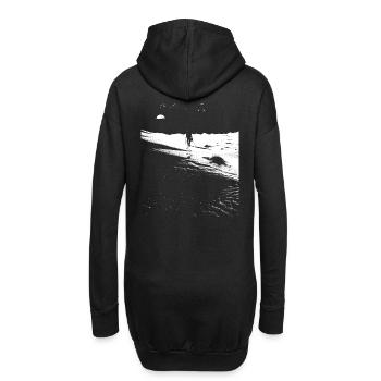 Weg durch die Wüste mit Fußspuren - Monochrom Art - Hoodie-Kleid - Schwarz - Hinten
