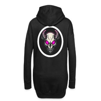 Pink-Eyed Demon Skull – Dark Fantasy Horror Art - Hoodie Dress - black - Back