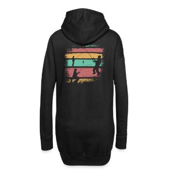 Angeln Vintage Retro - Hoodie-Kleid - Schwarz - Hinten