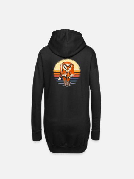 Fuchs Waldtier Geschenk Retro - Hoodie-Kleid - Schwarz