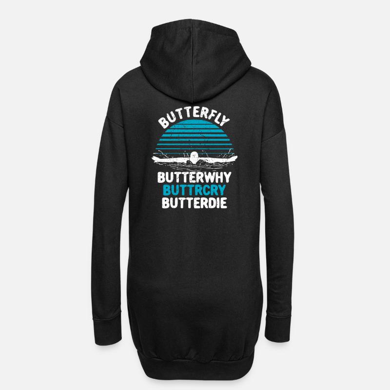 Schwimmer Schwimmen - Hoodie-Kleid - Schwarz