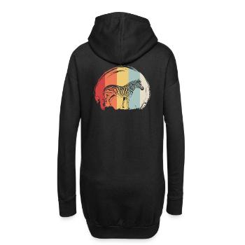 Zebra Tiermotiv Retro Vintage - Hoodie-Kleid - Schwarz - Hinten