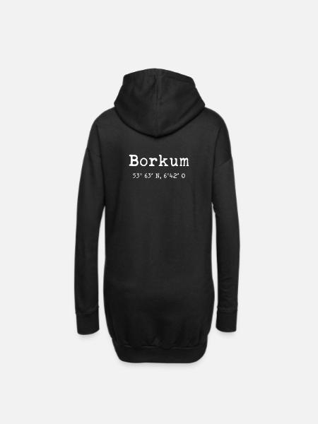 Borkum Koordinaten Insel Nordsee - Hoodie-Kleid - Schwarz