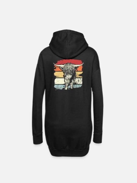 Hochlandrind Hochlandrinder Retro - Hoodie-Kleid - Schwarz