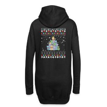 Katzen Baum Weihnachten - Hoodie-Kleid - Schwarz - Hinten