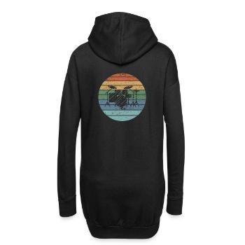 Schlagzeug spielen Retro - Hoodie-Kleid - Schwarz - Hinten