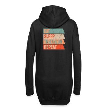Eat Sleep Triathlon Repeat - Hoodie-Kleid - Schwarz - Hinten