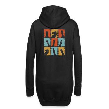 Schachfiguren Retro - Hoodie-Kleid - Schwarz - Hinten