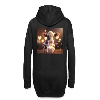 Vache mignonne avec des cœurs - Sweat-shirt à capuche long Femme - noir - Dos