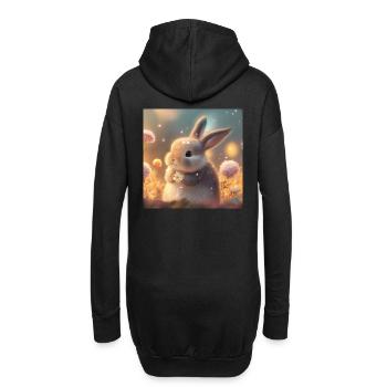 Lapin mignon avec des fleurs - Sweat-shirt à capuche long Femme - noir - Dos