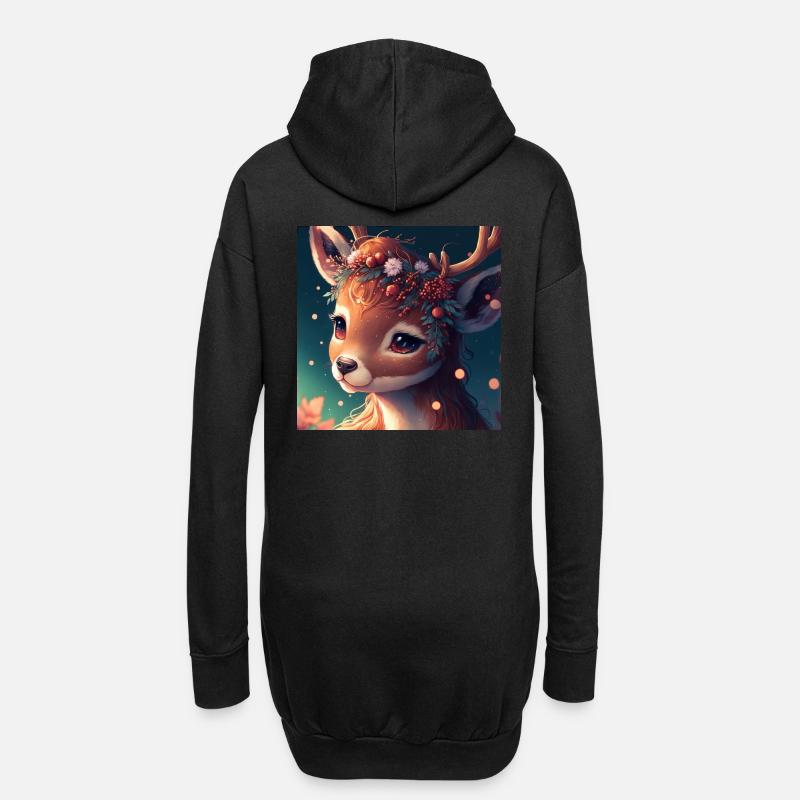 Chrismas Deer - Hoodie-Kleid - Schwarz