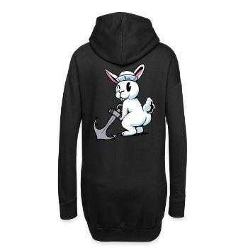 Lièvre, Ancre, Marin, Lapin, Maritime, Ahoy - Sweat-shirt à capuche long Femme - noir - Dos