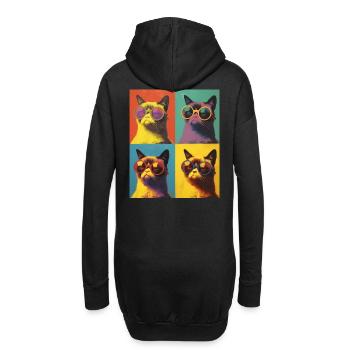 Coole Pop-Art Grump Katze mit Sonnenbrille - Hoodie-Kleid - Schwarz - Hinten