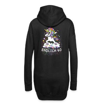 60. Geburtstag / Einhorn - Hoodie-Kleid - Schwarz - Hinten