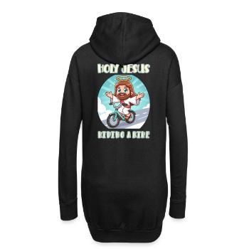 Holy Jesus riding a bike - Hoodie-Kleid - Schwarz - Hinten
