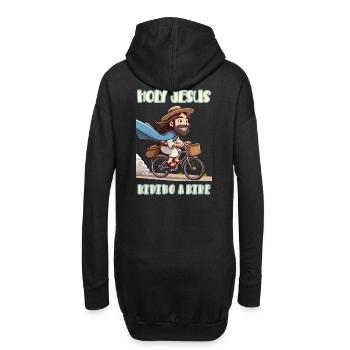 Holy Jesus riding a bike - Hoodie-Kleid - Schwarz - Hinten