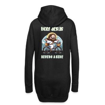 Holy Jesus riding a bike - Hoodie-Kleid - Schwarz - Hinten