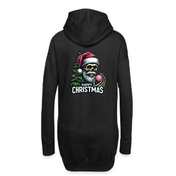 Weihnachtsmann Skull mit Christbaumkugel - Hoodie-Kleid - Schwarz - Hinten