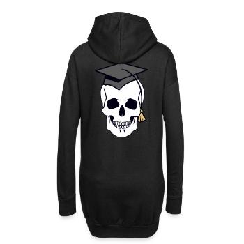 Totenkopf Schädel Gruselig Student Uni Halloween - Hoodie-Kleid - Schwarz - Hinten