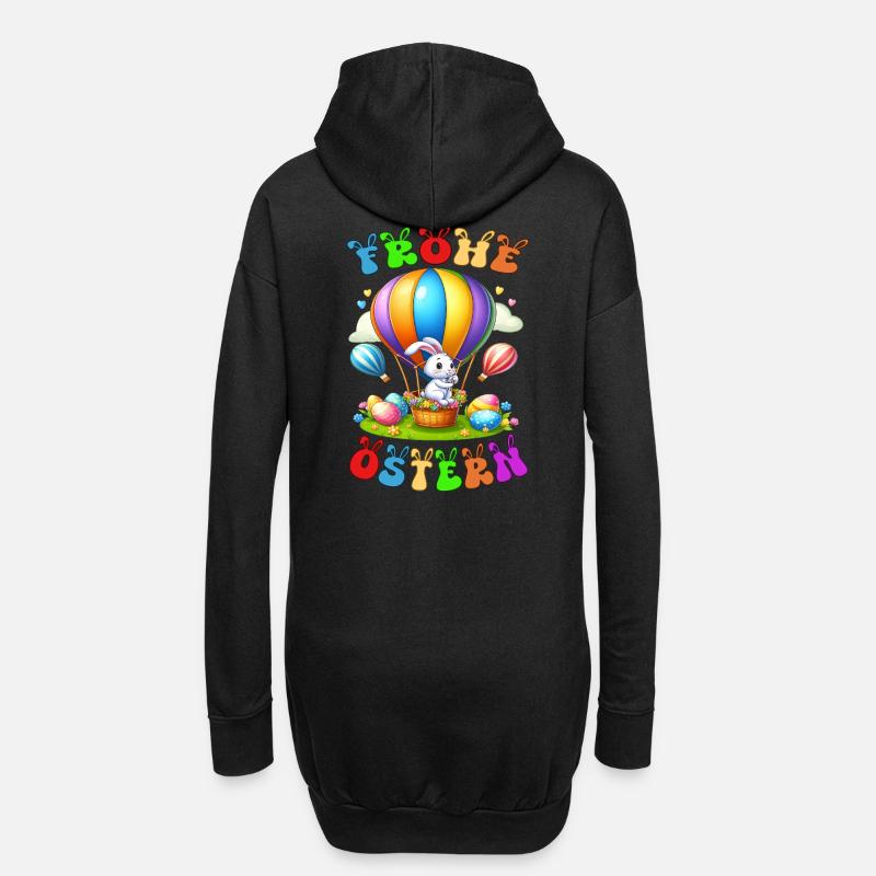 Frohe Ostern - Hoodie-Kleid - Schwarz