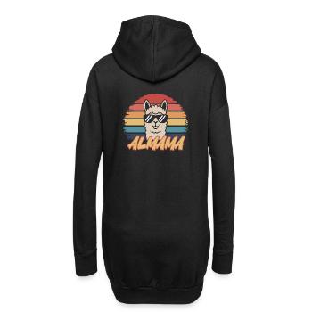 Retro Alpaka Shirt – ALMAMA Design - Hoodie-Kleid - Schwarz - Hinten