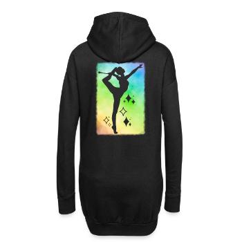 Twirleuse raindow background - Sweat-shirt à capuche long Femme - noir - Dos