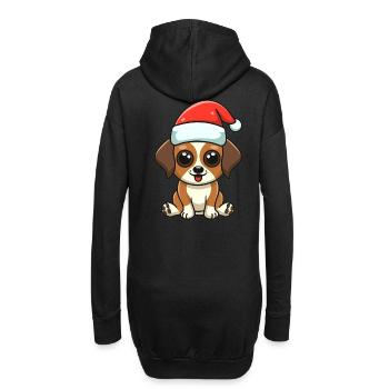 Hündchen mit Weihnachtsmütze - Hoodie-Kleid - Schwarz - Hinten