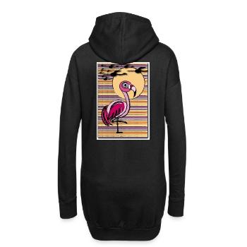 Flamingo in the sunset - Hoodie-Kleid - Schwarz - Hinten