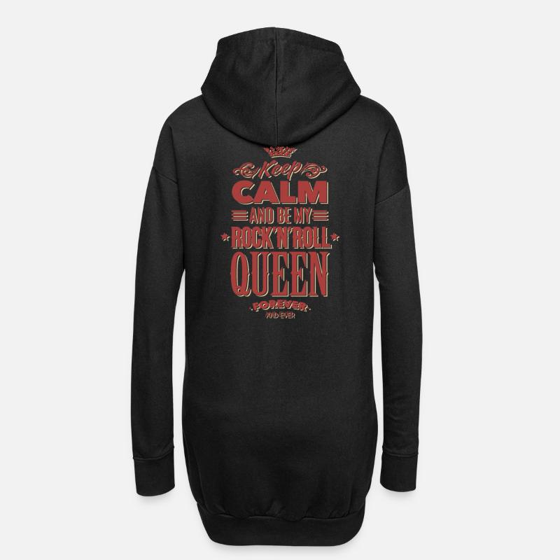 Keep calm and be my rock n roll queen - Hoodie-Kleid - Schwarz