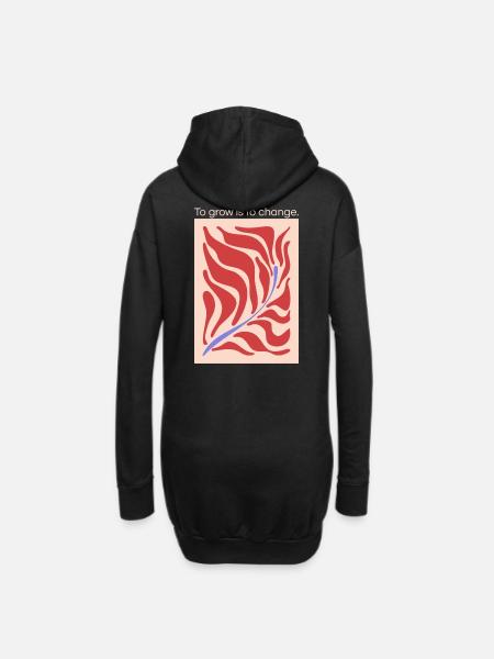 Growth through change – leaf shape pattern - Hoodie Dress - black